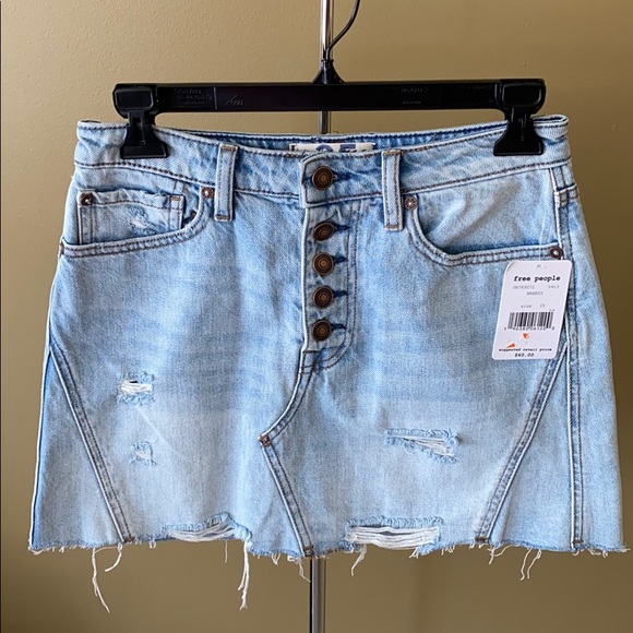 Free People We The Free Button Fly Jean Skirt - Picture 3 of 9